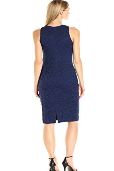 Maggy London Leaf Navy Midi Dress Sz: 16 - Picture 2 of 6